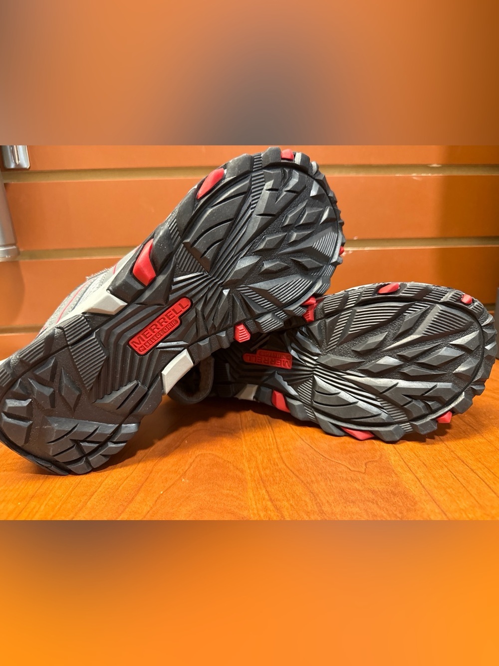 Merrell Kids Gray and Red Trail Sneakers - Picture 4 of 10